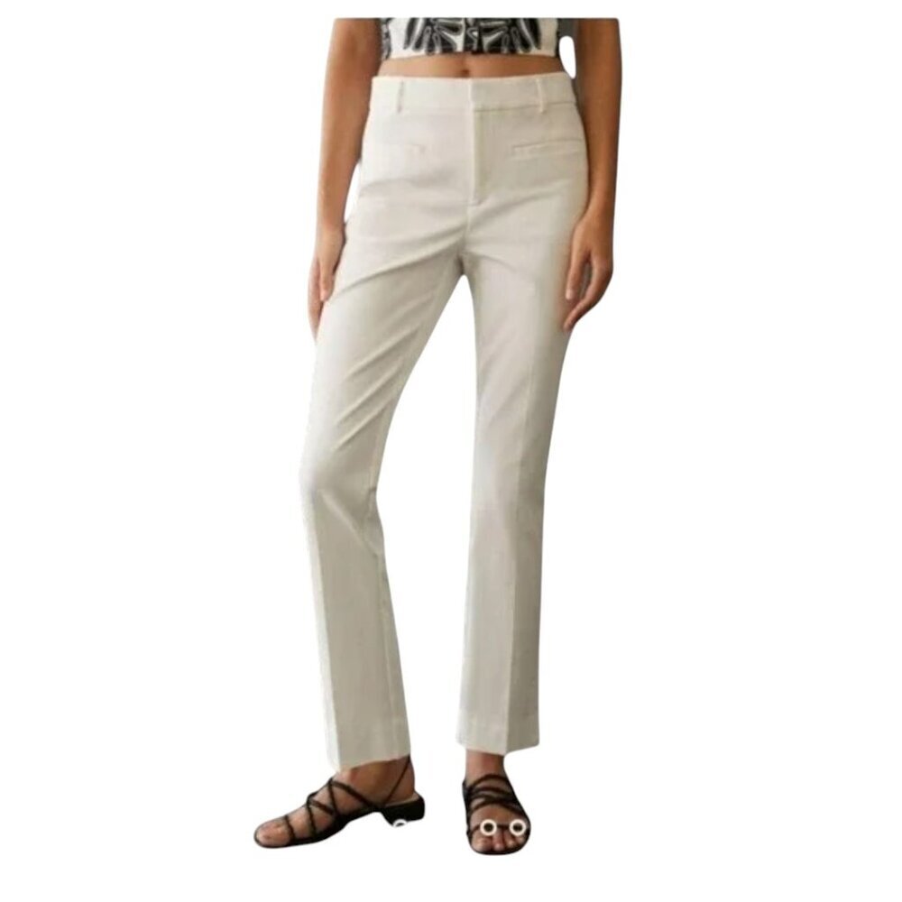 Maeve by Anthropologie The Essential Slim Kick Flare White Ankle Crop Pants
